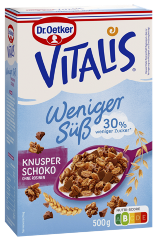 Dr.Oetker Vitalis Knusper Schoko weniger süß 500g